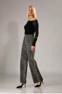 Jean straight leg leopard print γκρι