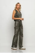 Jean straigt leg leopard print γκρι Jean straigt leg leopard print γκρι