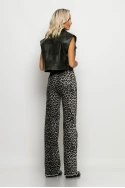 Jean straigt leg leopard print με ξέφτια γκρι Jean straigt leg leopard print με ξέφτια γκρι