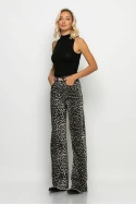 Jean straigt leg leopard print με ξέφτια γκρι Jean straigt leg leopard print με ξέφτια γκρι