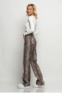 Jean straight leg snake print με ξέφτια καφέ Jean straight leg snake print με ξέφτια καφέ