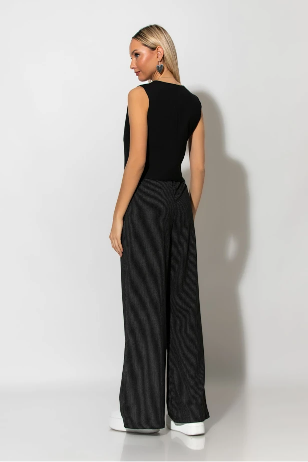 Παντελόνι tailoring με λευκή λεπτομέρεια ανθρακί
