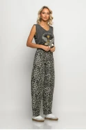 Jean loose fit leopard print γκρι Jean loose fit leopard print γκρι