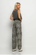 Jean loose fit leopard print γκρι Jean loose fit leopard print γκρι