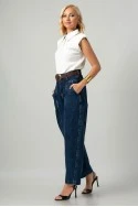 Jean balloon fit με ραφές μπλε σκούρο
