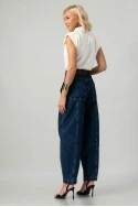 Jean balloon fit με ραφές μπλε σκούρο