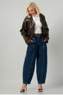 Jean balloon fit με ραφές μπλε σκούρο