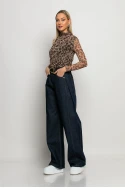 Jean wide leg με πιέτα στο πλάι μπλε ντένιμ Jean wide leg με πιέτα στο πλάι μπλε ντένιμ