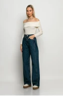 Jean wide leg με πιέτα στο πλάι μπλε Jean wide leg με πιέτα στο πλάι μπλε