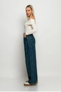 Jean wide leg με πιέτα στο πλάι μπλε Jean wide leg με πιέτα στο πλάι μπλε