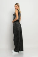Jean wide leg με πιέτα στο πλάι ανθρακί