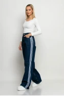 Jean wide leg με ρίγες στο πλάι μπλε Jean wide leg με ρίγες στο πλάι μπλε