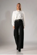 Jean straight leg με στρας μαύρο