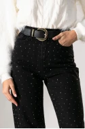 Jean straight leg με στρας μαύρο