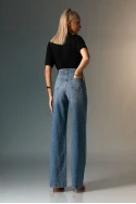 Jean straight leg με στρας μπλε