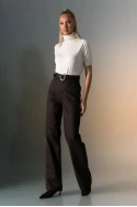Jean wide leg καφέ