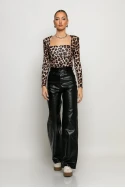 Wide leg παντελόνι δερματίνη μαύρο Wide leg παντελόνι δερματίνη μαύρο