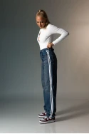Jean baggy με ρίγες στο πλάι μπλε Jean baggy με ρίγες στο πλάι μπλε
