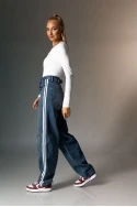 Jean baggy με ρίγες στο πλάι μπλε Jean baggy με ρίγες στο πλάι μπλε