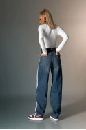 Jean baggy με ρίγες στο πλάι μπλε Jean baggy με ρίγες στο πλάι μπλε