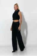 Jean wide leg με ζωνάκι μπλε ντένιμ