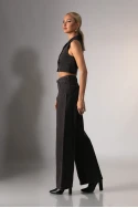 Jean wide leg με ζωνάκι καφέ