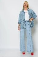 Jean wide leg με ζωνάκι μπλε ανοιχτό