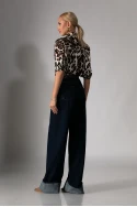 Jean wide leg με μάξι ρεβέρ μπλε ντένιμ