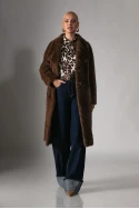 Jean wide leg με μάξι ρεβέρ μπλε ντένιμ
