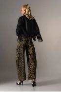 Jean baggy leopard print χακί Jean baggy leopard print χακί