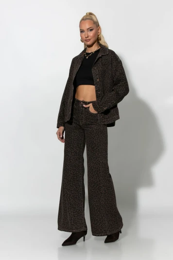Jean wide leg λεοπάρ καφέ 