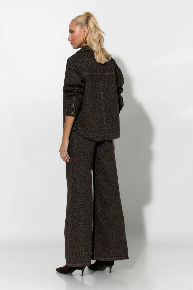Jean wide leg λεοπάρ καφέ 