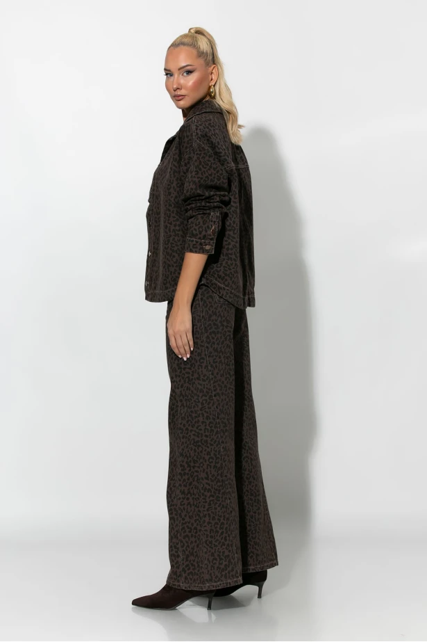 Jean wide leg λεοπάρ καφέ 