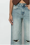 Jean wide leg με φθορές μπλε 