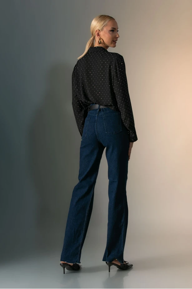 Jean παντελόνι straight leg μπλε ντένιμ  Jean παντελόνι straight leg μπλε ντένιμ