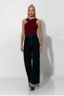Jean wide leg με ρεβέρ μπλε ντενιμ 