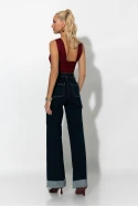 Jean wide leg με ρεβέρ μπλε ντενιμ 