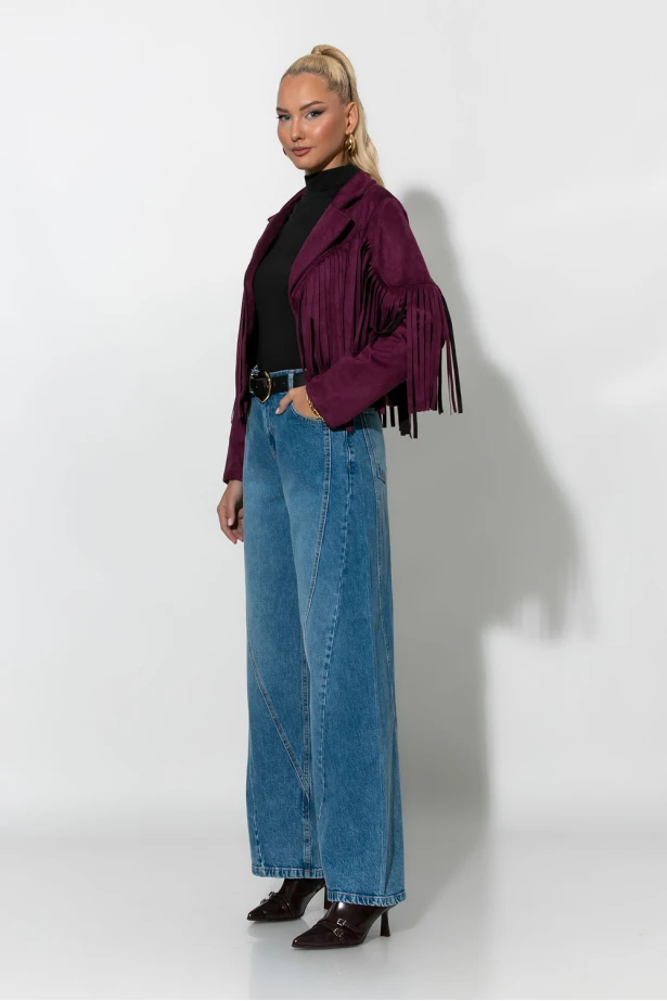 Jean wide leg με σχέδια ραφές μπλε Jean wide leg με σχέδια ραφές μπλε
