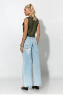 Jean wide leg με φθορές πίσω μπλε ανοιχτό