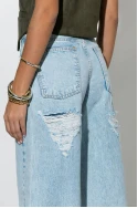 Jean wide leg με φθορές πίσω μπλε ανοιχτό