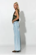Jean wide leg με φθορές πίσω μπλε ανοιχτό