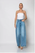 Jean wide leg με φθορές πίσω μπλε σκούρο