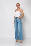 Jean wide leg με φθορές πίσω μπλε σκούρο