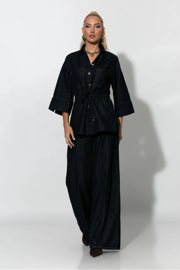 Jean παντελόνα με ραφή μπλε ντένιμ 