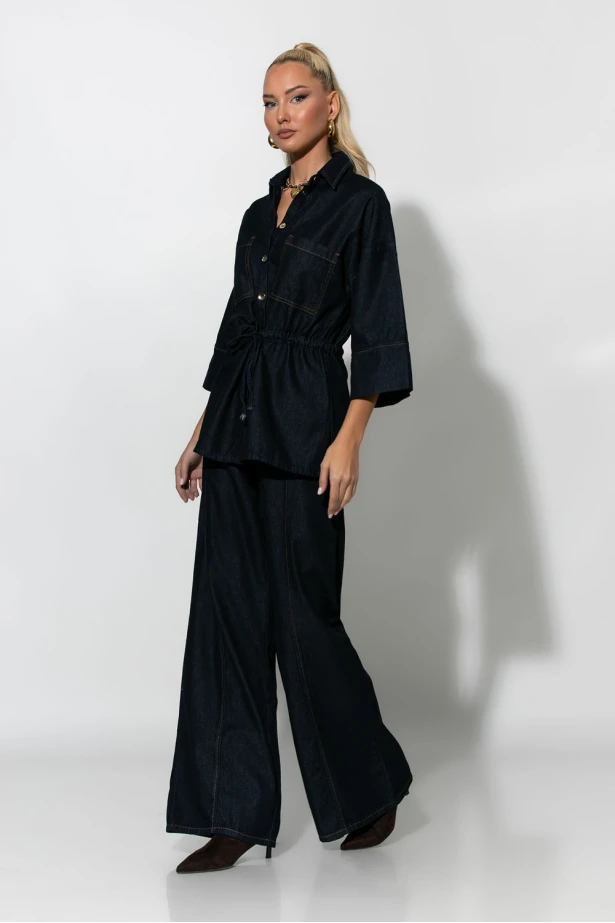 Jean παντελόνα με ραφή μπλε ντένιμ 