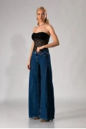 Jean loose fit με κουφόπιετα στο πλάι μπλε