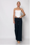 Jean flared fit low rise με ζωνάκι μπλε ντενιμ