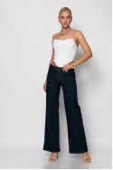 Jean flared fit low rise με ζωνάκι μπλε ντενιμ