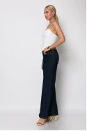 Jean flared fit low rise με ζωνάκι μπλε ντενιμ