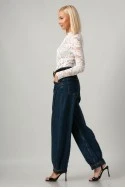 Jean balloon fit με ραφές μπλε σκούρο